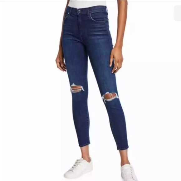 7 For All Mankind Denim - ✨HP✨ Gorgeous 7 for All Mankind Dark The Ankle Skinny wash distressed. Size 30.